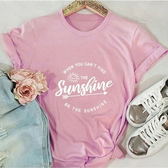 Pink Ringer Tee Graphic Top Sunshine S - Picture 1 of 3